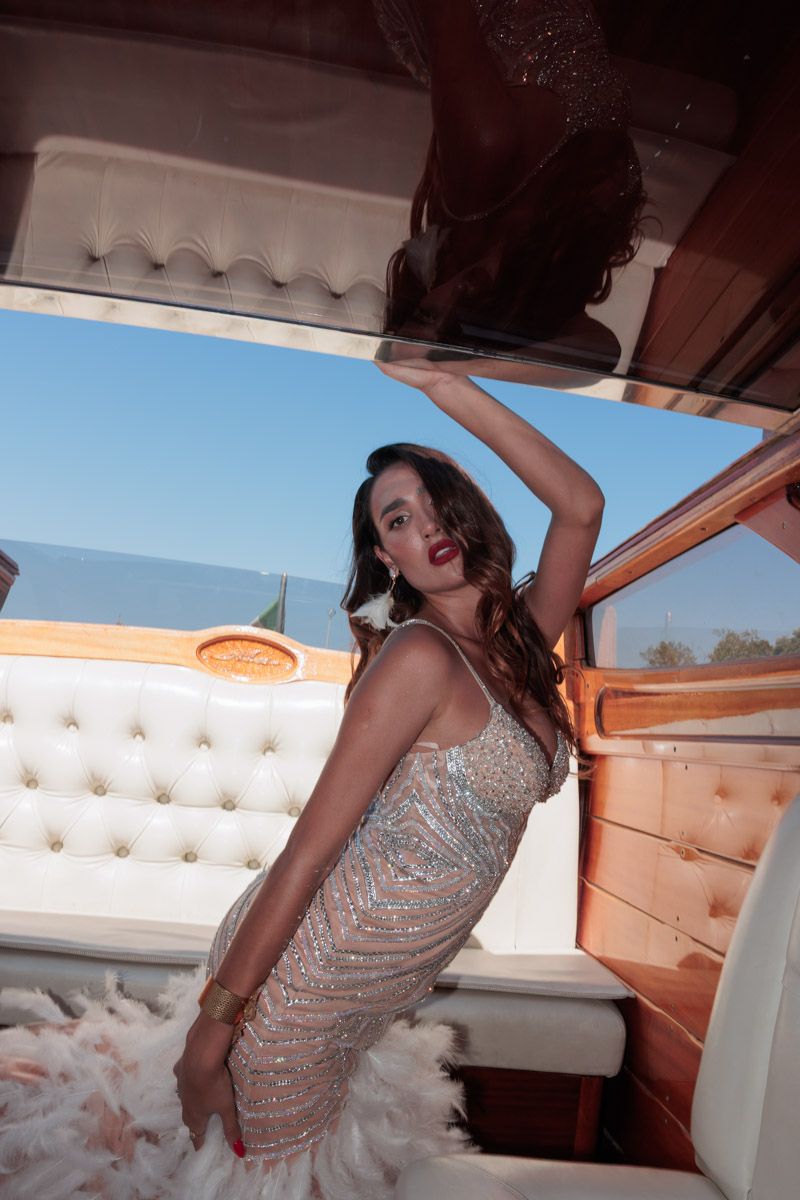 sesión de fotos en la Mostra de Venecia en el barco taxi